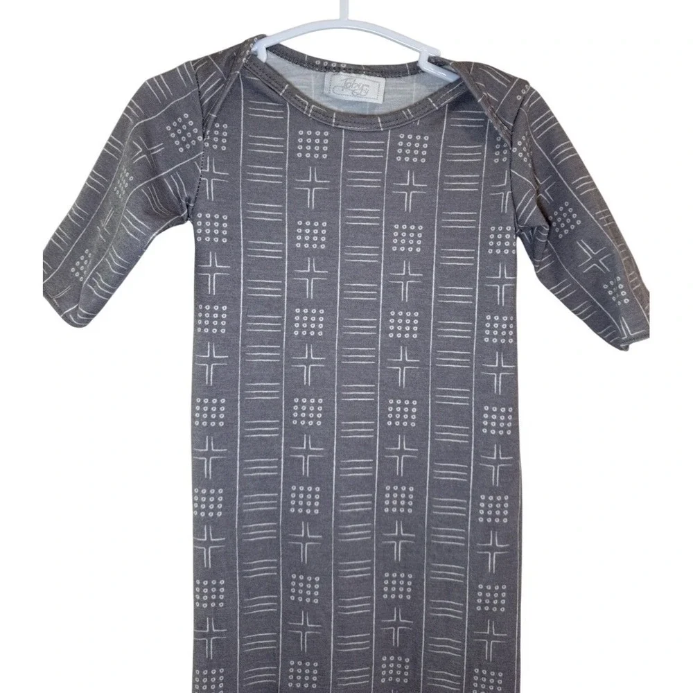 Tobby Baby Sleep Sack Gown Knotted tie bottom Boho Gray‎ Long Sleeve 0-3 months